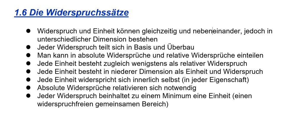 Die Widerspruchssätze Die Widerspruchssätze