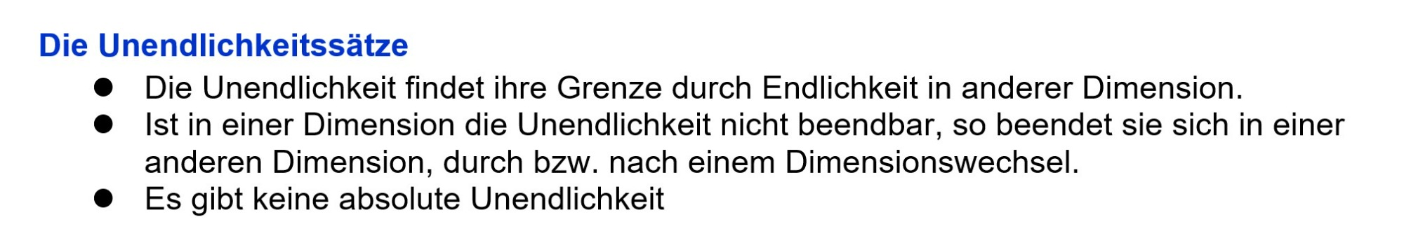 Die Unendlichkeitssätze Die Unendlichkeitssätze