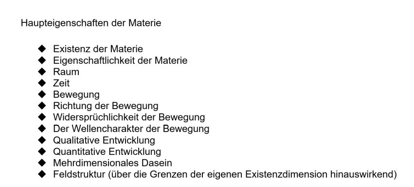 Die Haupteigenschaften der Materie Die Haupteigenschaften der Materie